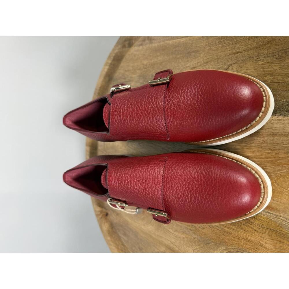 Santoni Made In Italy Red Leather Double Monk Strap Shoe US 5 / EU 35 NWB $900 - Picture 4 of 12